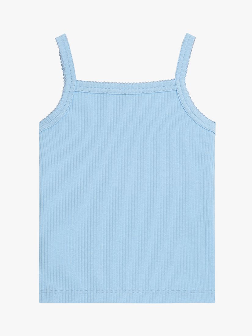 Whistles Kids' Strappy Cotton Rib Top, Blue, 7-8 years