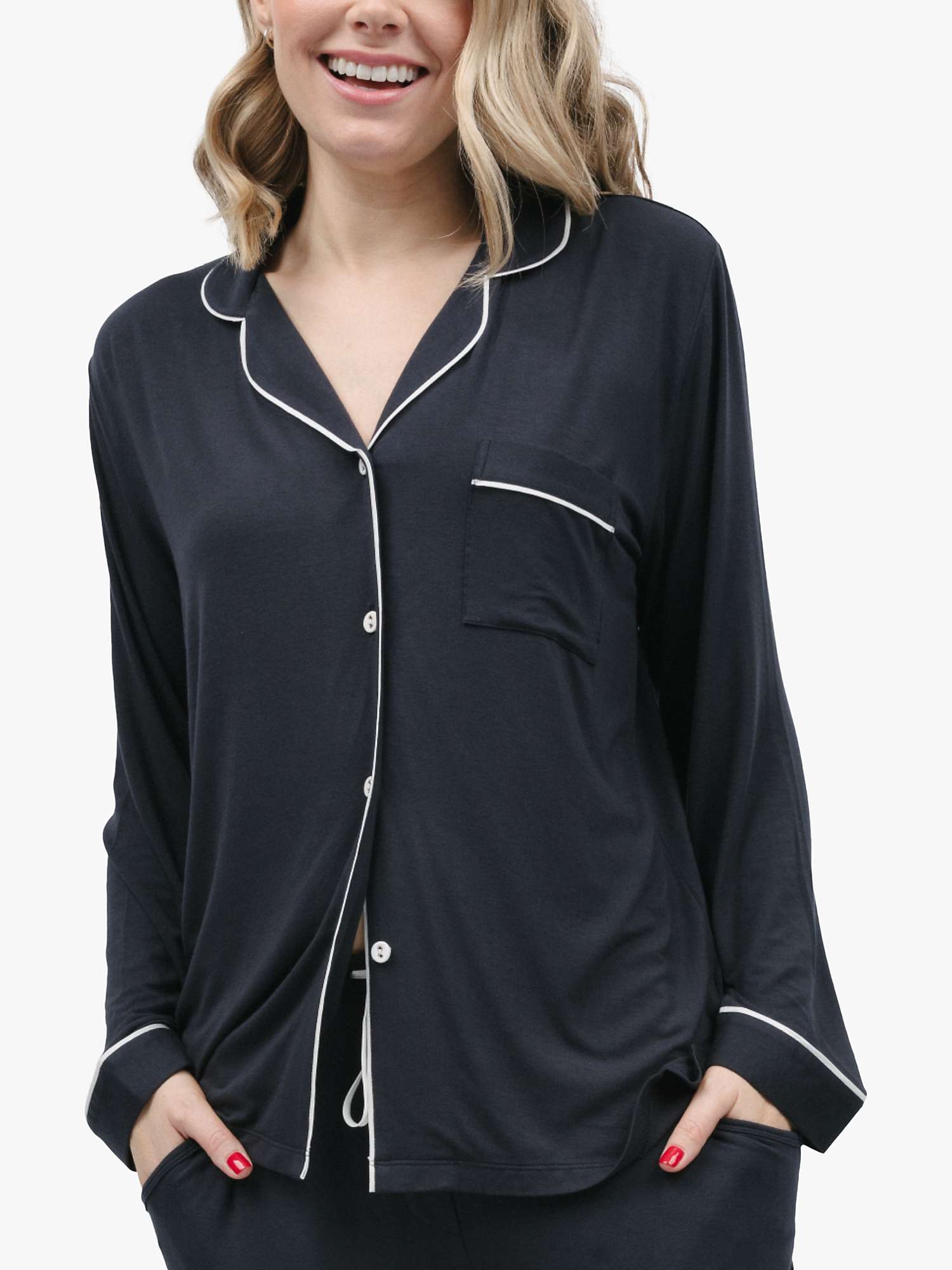 Buy Cyberjammies Nicole Long Sleeve Pyjama Top, Charcoal Online at johnlewis.com