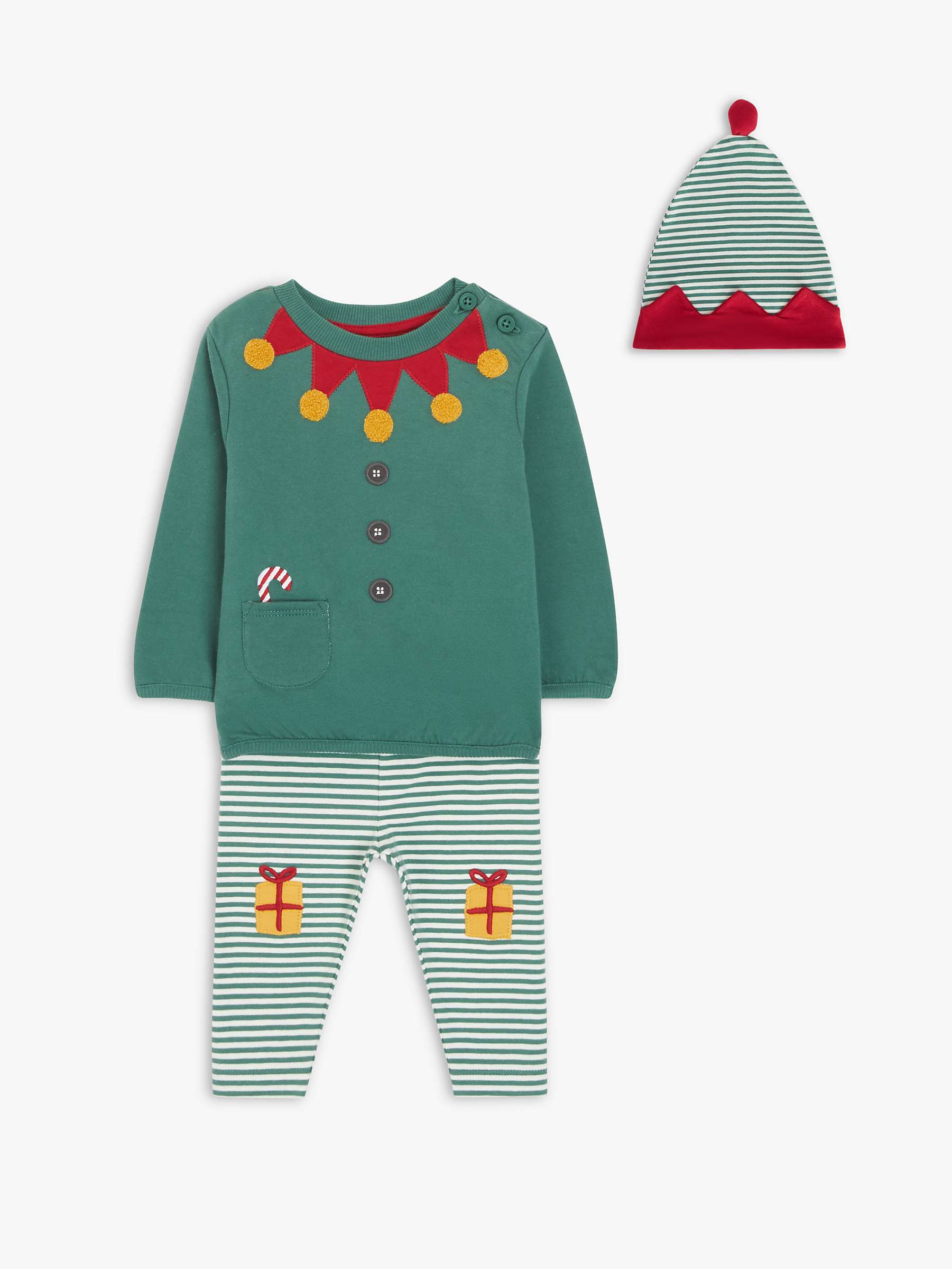 Buy John Lewis Baby Christmas Elf Outfit, Green Online at johnlewis.com