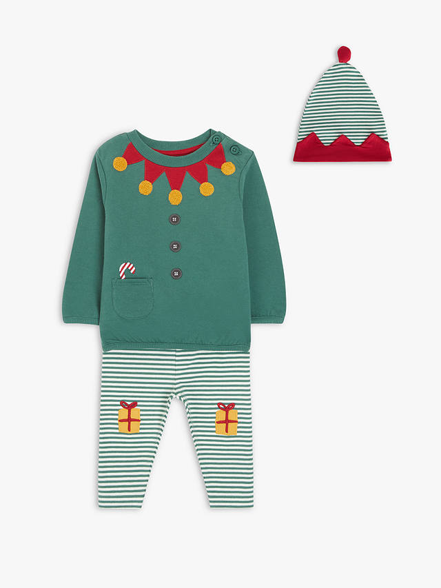 John Lewis Baby Christmas Elf Outfit, Green