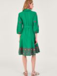 Monsoon Embroidered Linen Blend Shirt Dress, Green