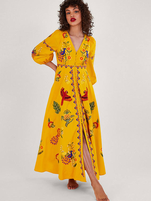 Monsoon Carrie Hand Embellished Maxi Dress, Yellow/Multi at John Lewis ...