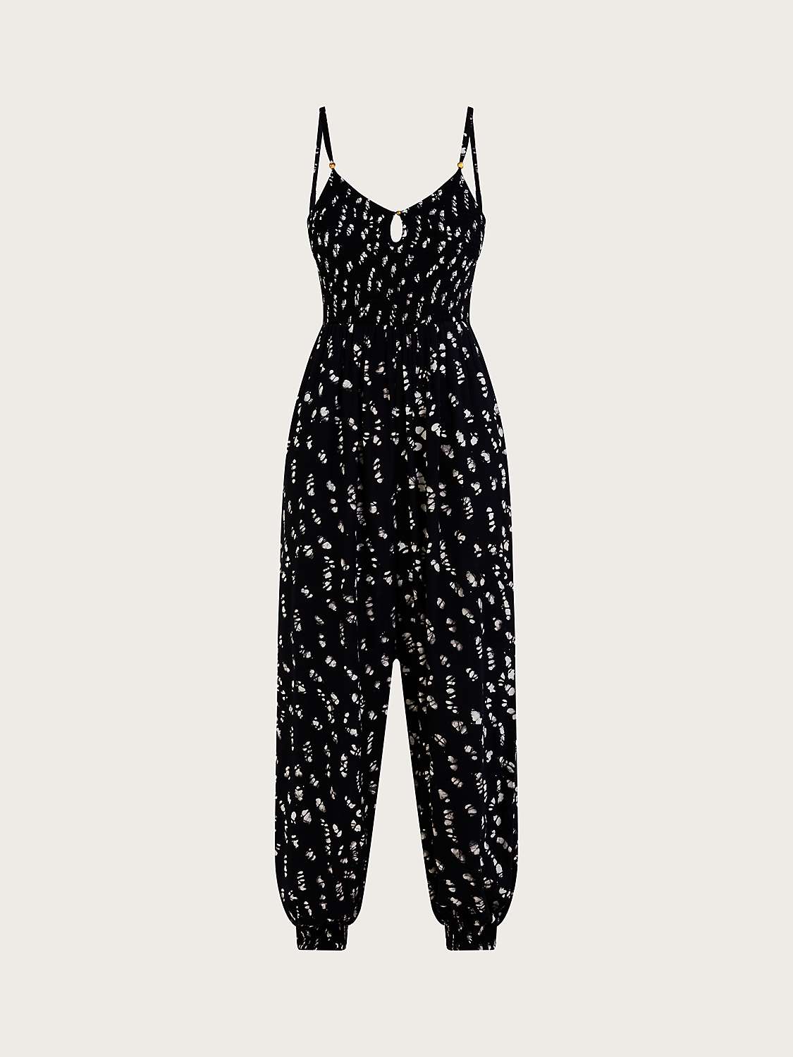 Buy Monsoon Batik Print Shirred Jumpsuit, Black Online at johnlewis.com