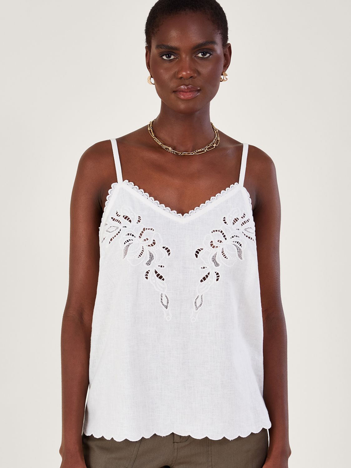 Embroidered Cami Top in Sustainable Cotton White