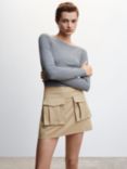 Mango Arlet Flap Pocket Mini Skirt, Light Beige