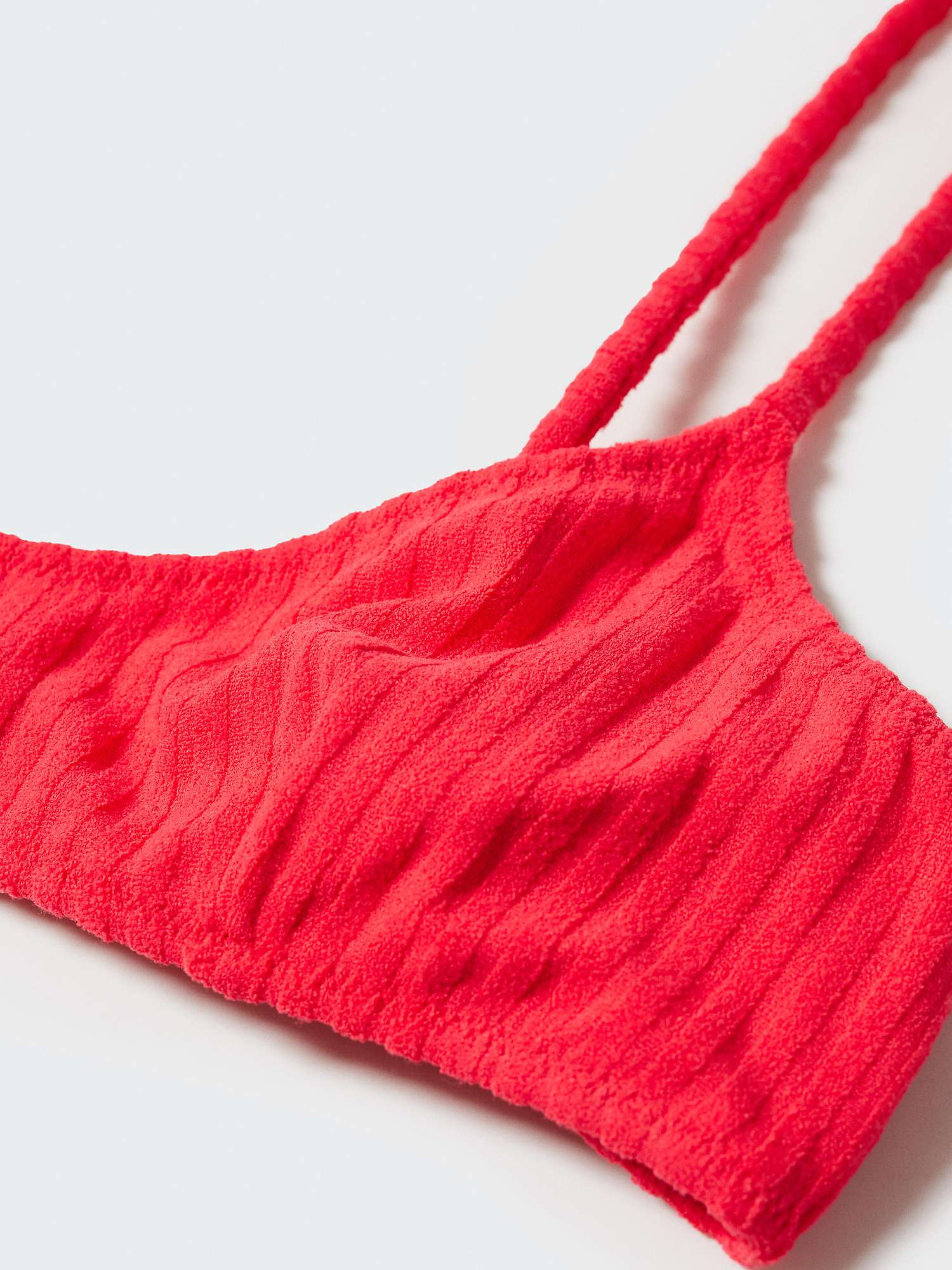 Buy Mango Nati Textured Stripe Bikini Top, Red Online at johnlewis.com