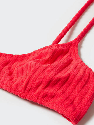 Mango Nati Textured Stripe Bikini Top, Red