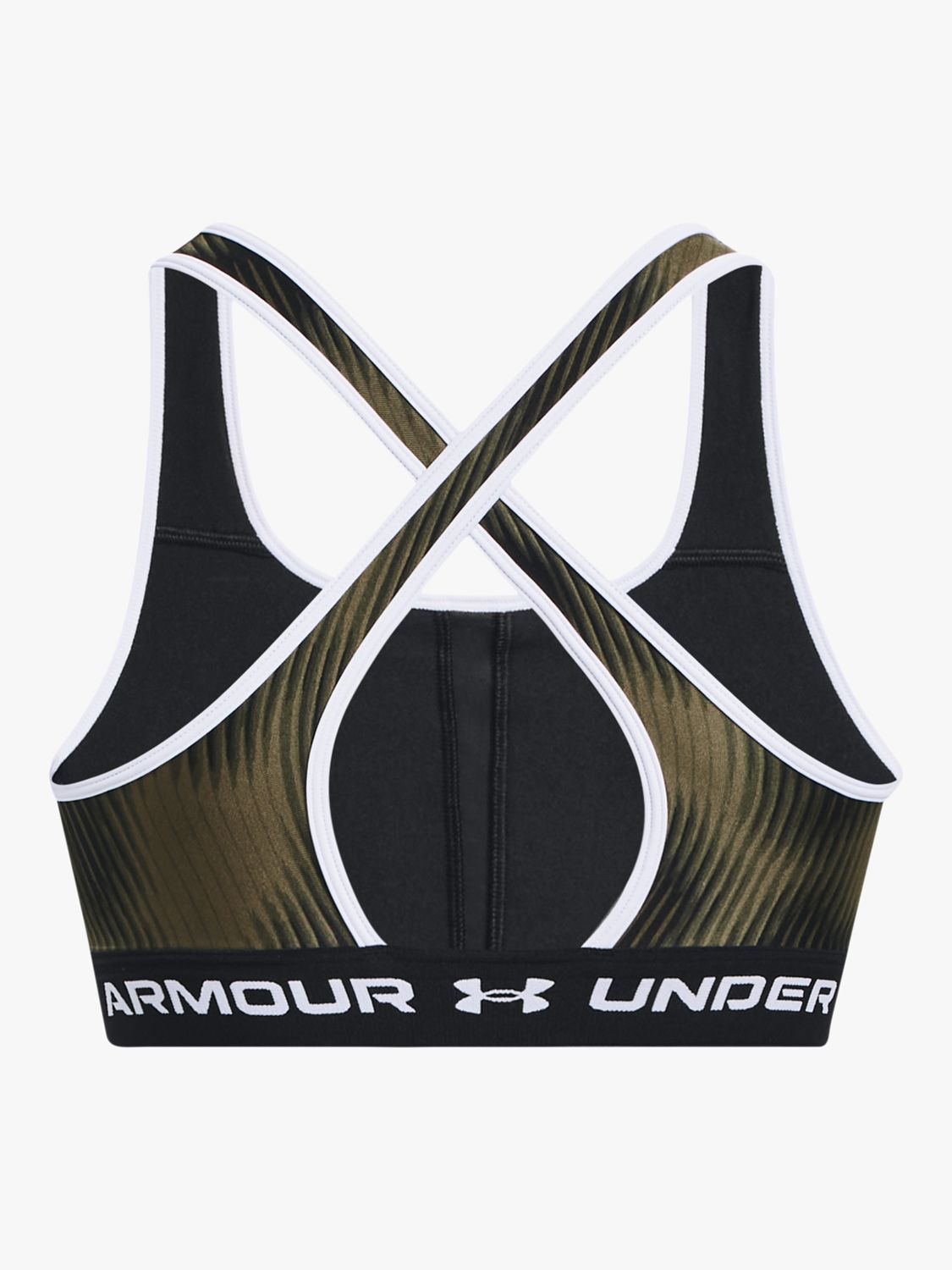 Under Armour Armour® Mid Crossback Printed Sports Bra, Green/White at ...