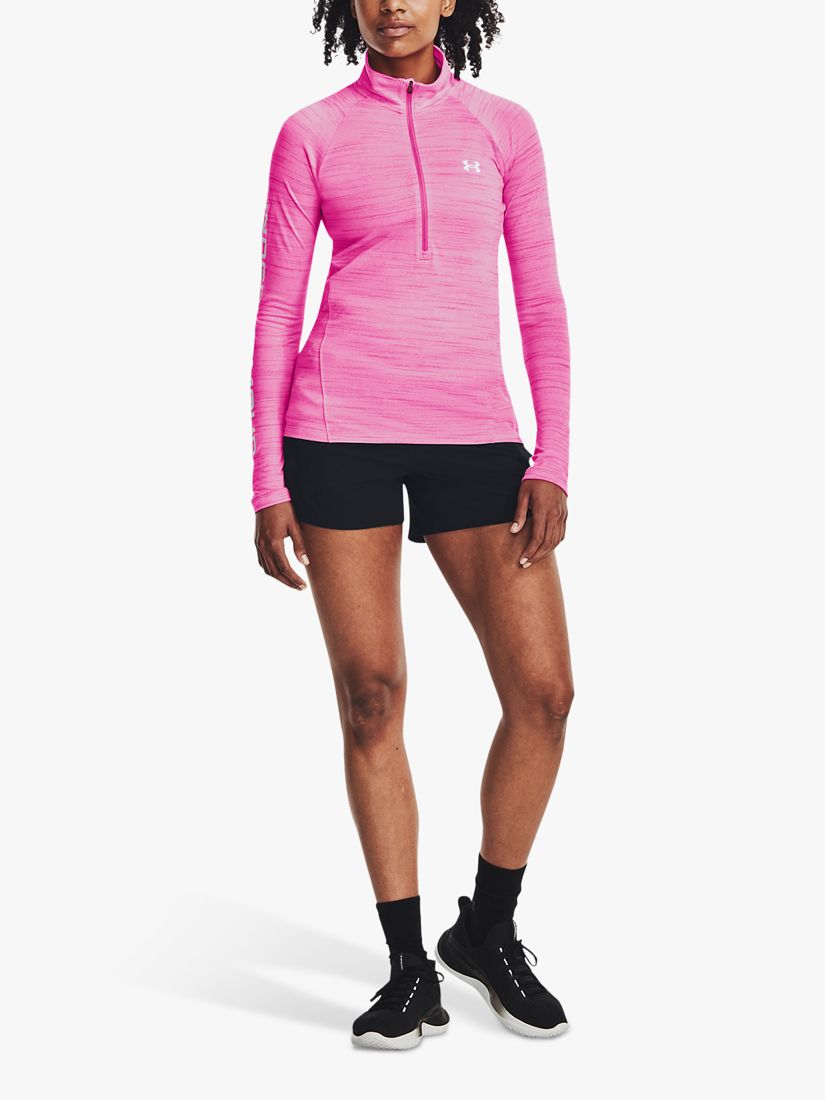 Under Armour Tech™ Evolved Core ½ Zip Long Sleeve Gym Top, Rebel Pink/White, L
