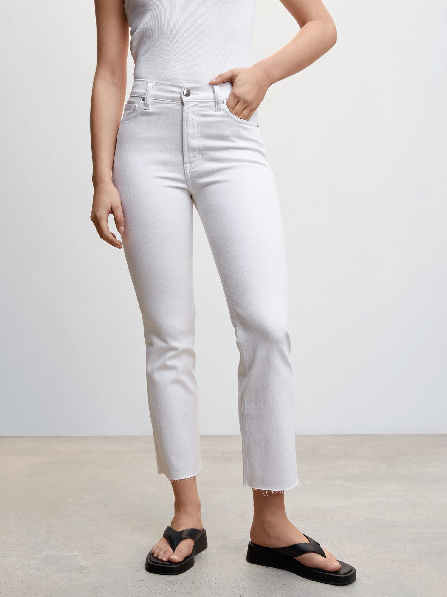 Mango Sienna Cropped Jeans, White at John Lewis & Partners