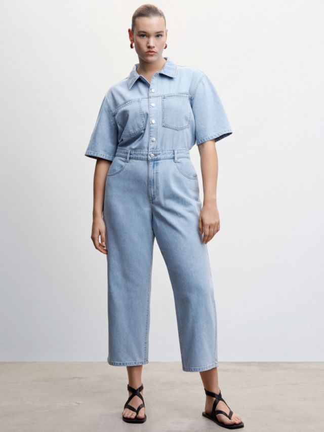 Mango Anne Denim Boilersuit, Open Blue, XXS