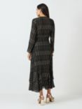 AND/OR Zelda Metallic Stripe Midi Dress, Black