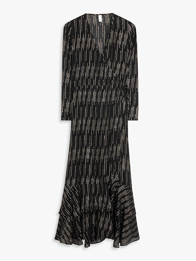 AND/OR Zelda Metallic Stripe Midi Dress, Black