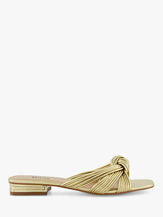 Dune Leyla Leather Knotted Strap Sandals, Gold