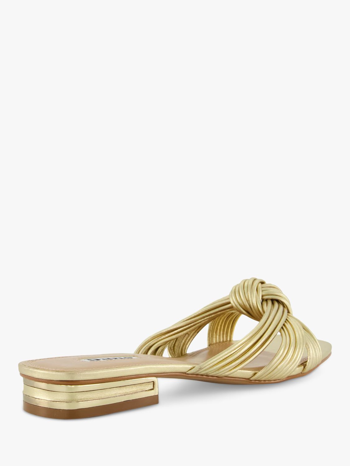 Dune Leyla Leather Knotted Strap Sandals, Gold at John Lewis & Partners