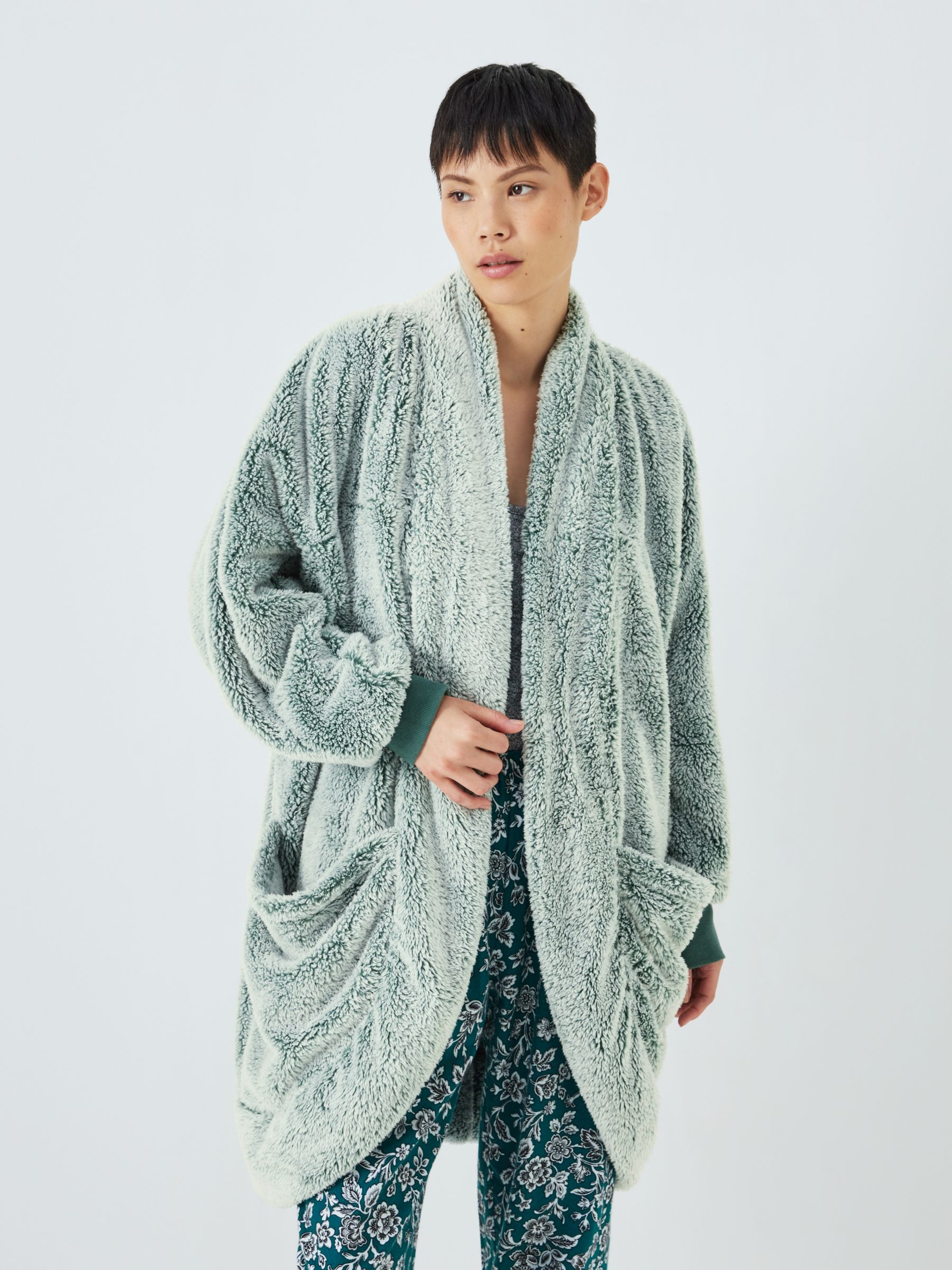 John Lewis Hi Pile Fleece Robe, Grey