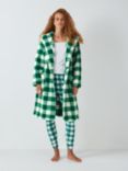 John Lewis ANYDAY Gingham Borg Dressing Gown, Green/Ivory