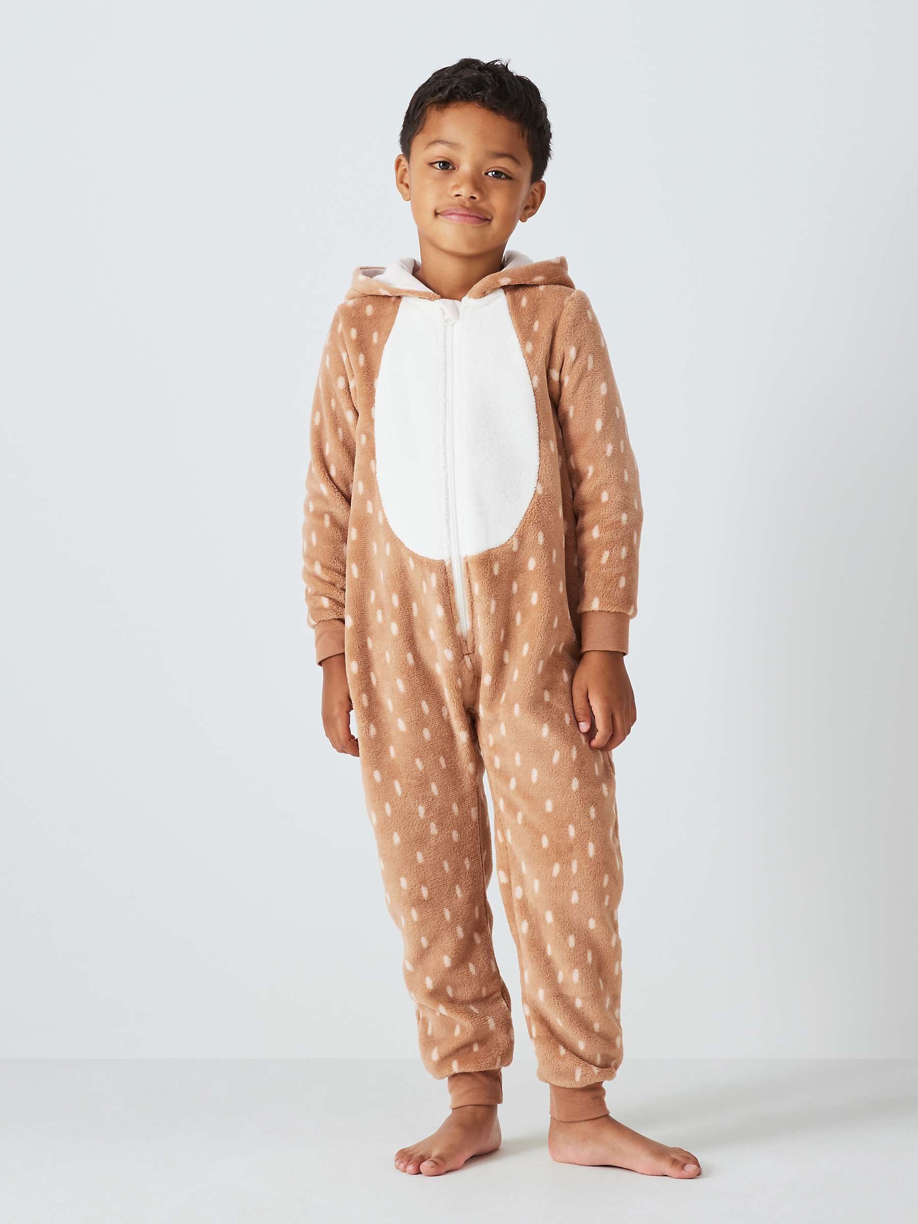 Buy John Lewis Kids' Novelty Reindeer Fleece Onesie, Brown Online at johnlewis.com