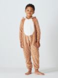 John Lewis Kids' Novelty Reindeer Fleece Onesie, Brown, Brown