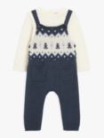 John Lewis Baby Snowscape Knitted Dungaree & Long Sleeve T-Shirt Set, Grey