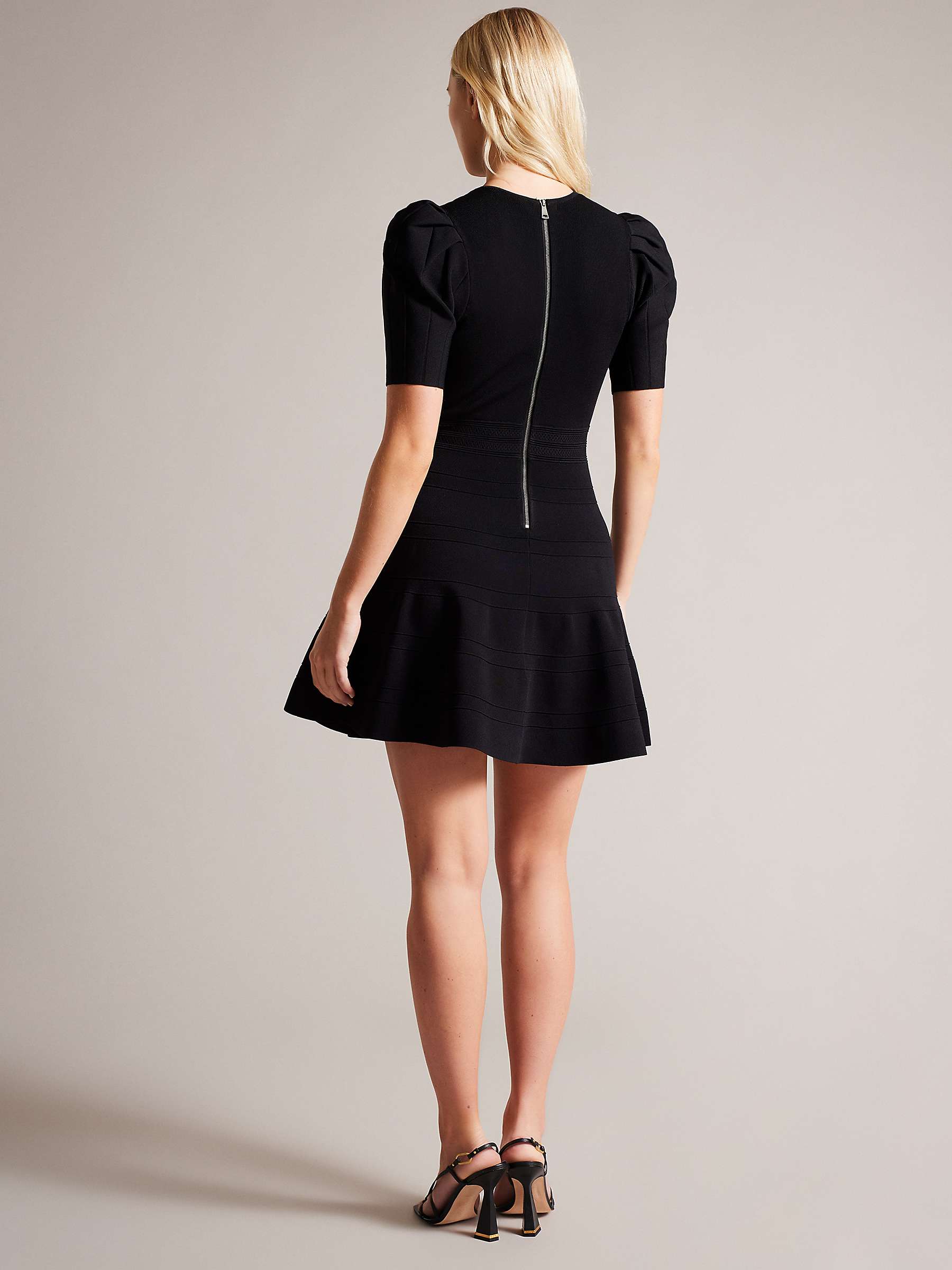 Buy Ted Baker Velvey Puff Sleeve Mini Dress, Black Online at johnlewis.com