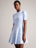 Ted Baker Velvey Puff Sleeve Dress, Blue Duck Egg