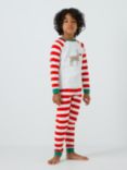 John Lewis Kids' Reindeer Stripe Pyjama Set, Red/Multi