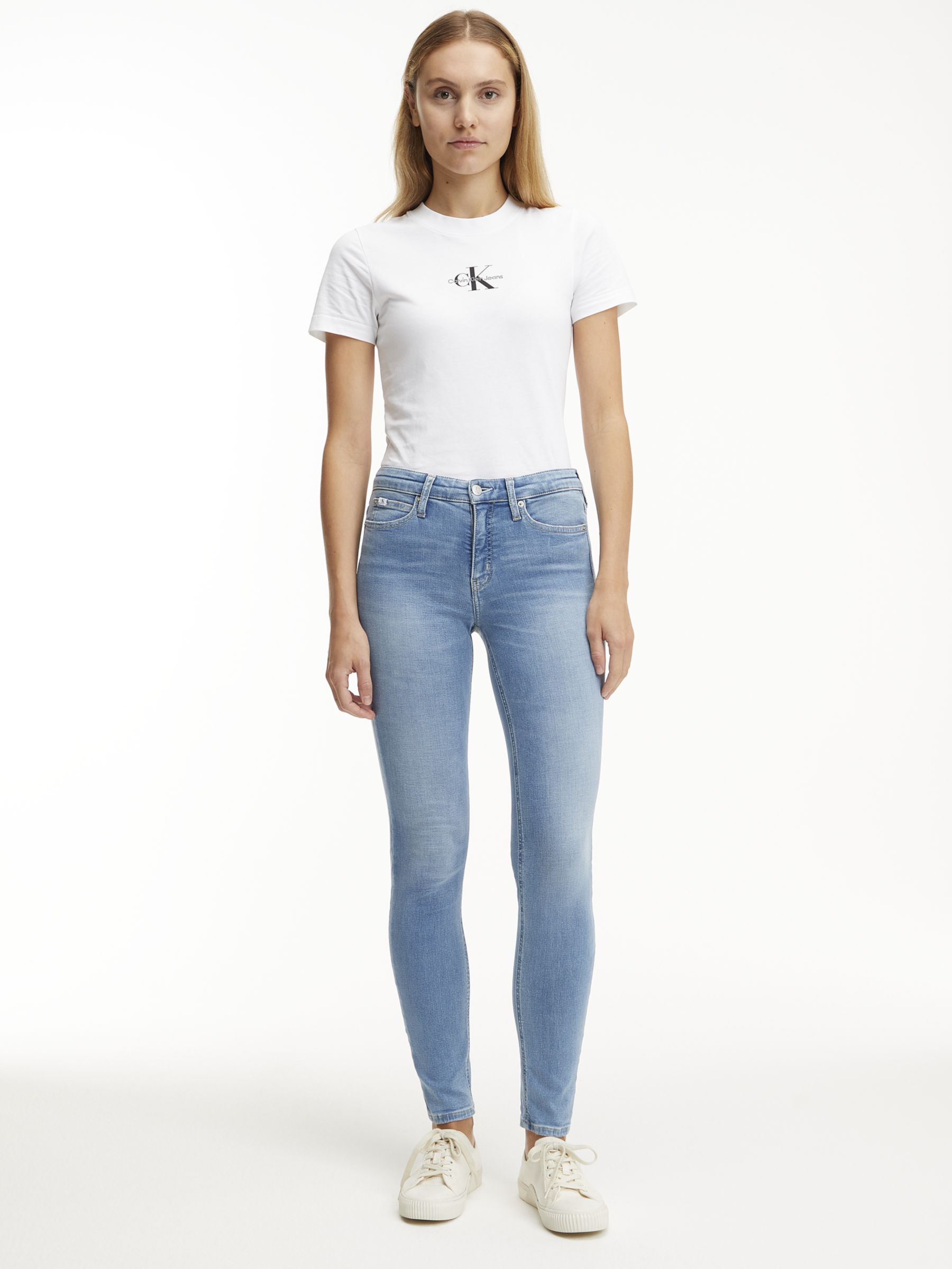 Calvin Klein Mid Rise Skinny Jeans, Light Blue, 25R