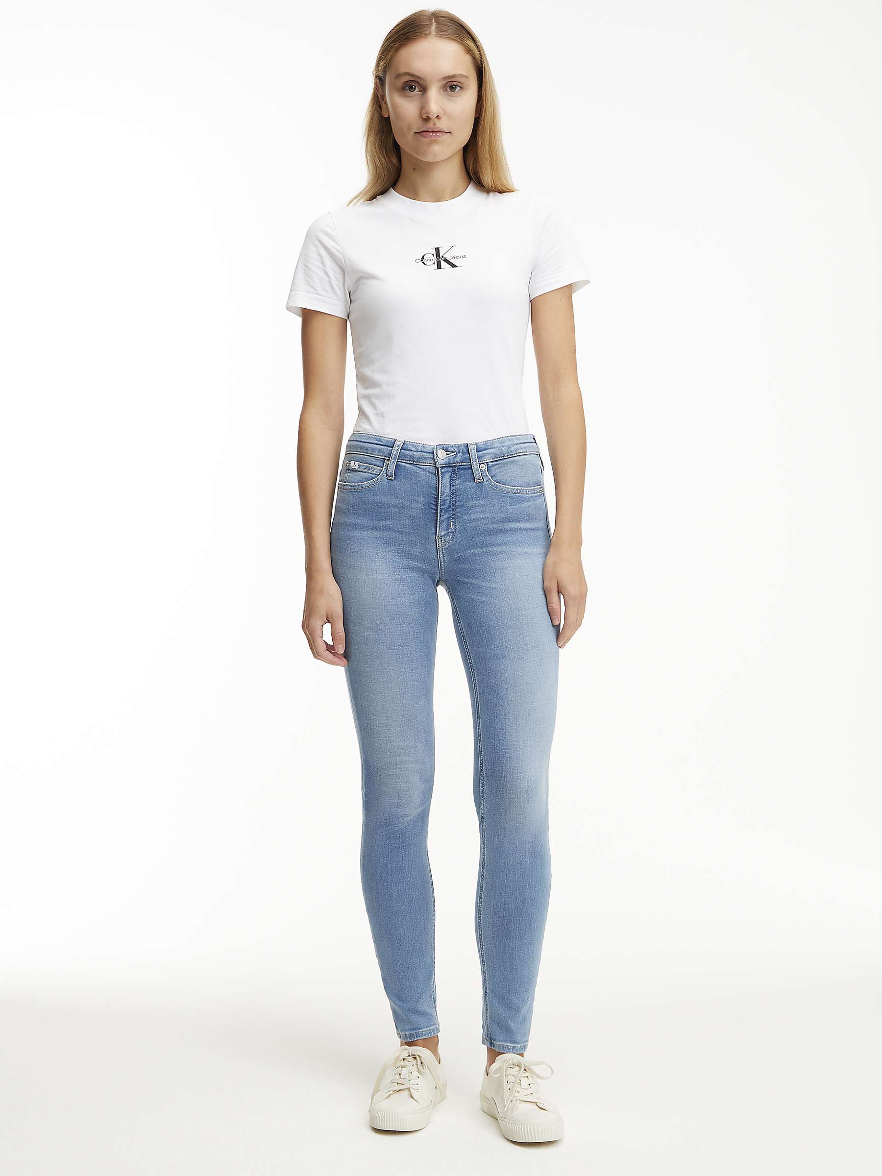Buy Calvin Klein Mid Rise Skinny Jeans, Light Blue Online at johnlewis.com