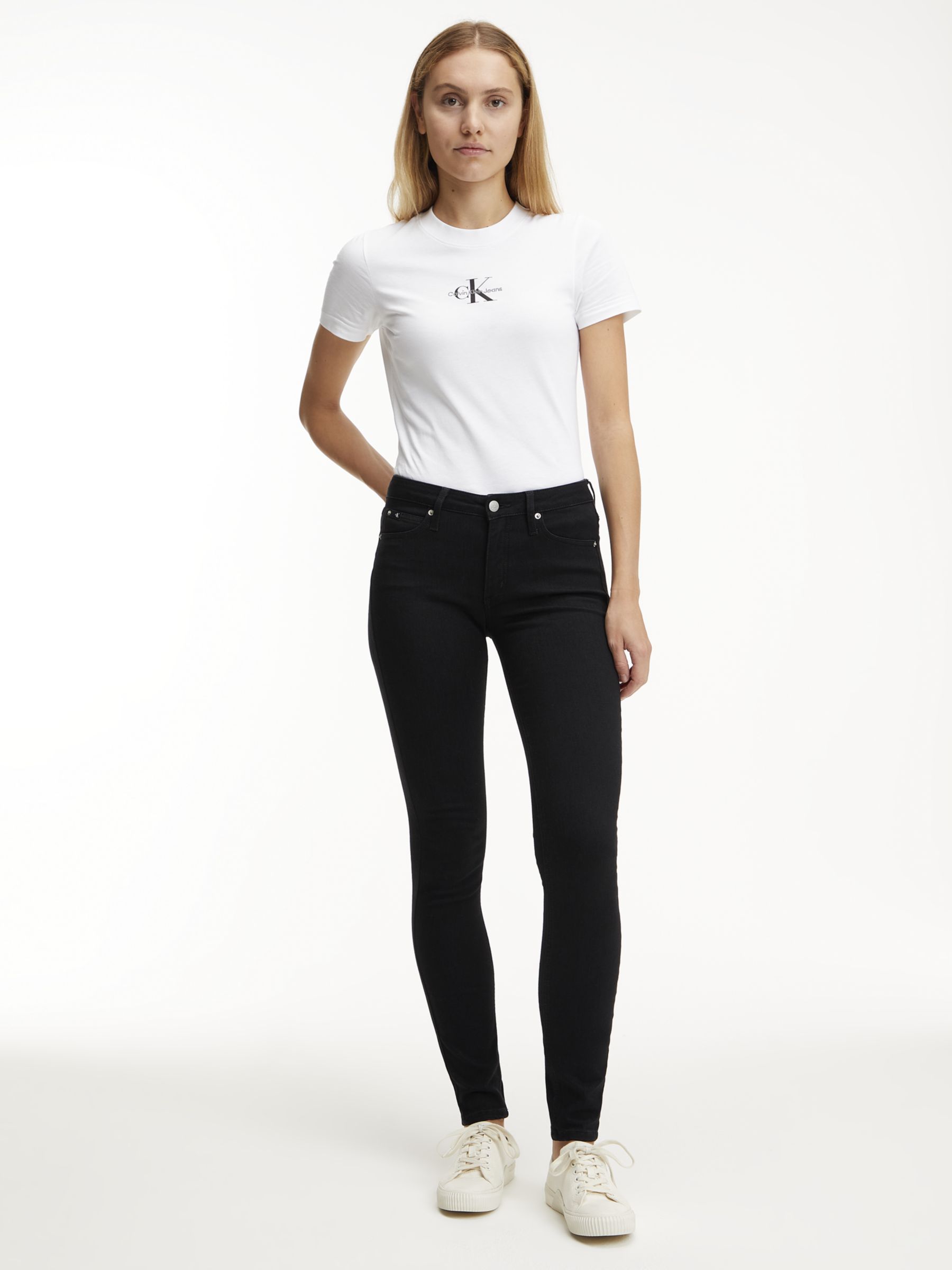 Calvin Klein Mid Rise Skinny Jeans, Black, 28R