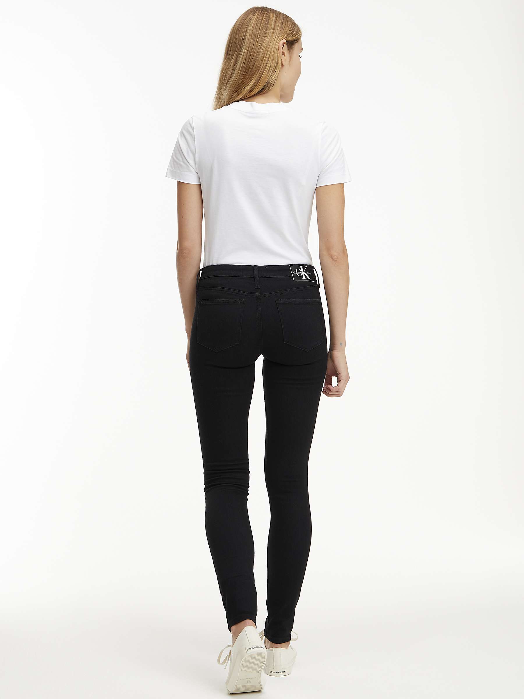 Calvin Klein Mid Rise Skinny Jeans, Black at John Lewis & Partners