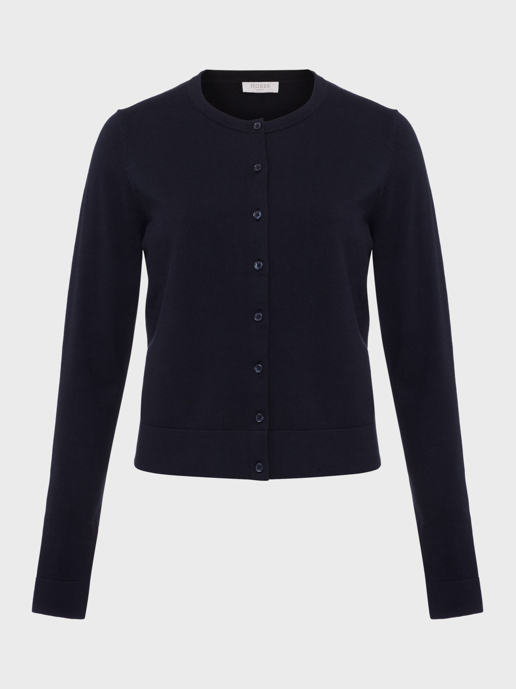 Hobbs Michelle Cotton Blend Cardigan, Navy at John Lewis & Partners