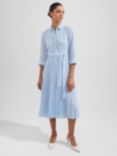 Hobbs Petite Leona Polka Dot Shirt Dress, Dusky Blue/Ivory