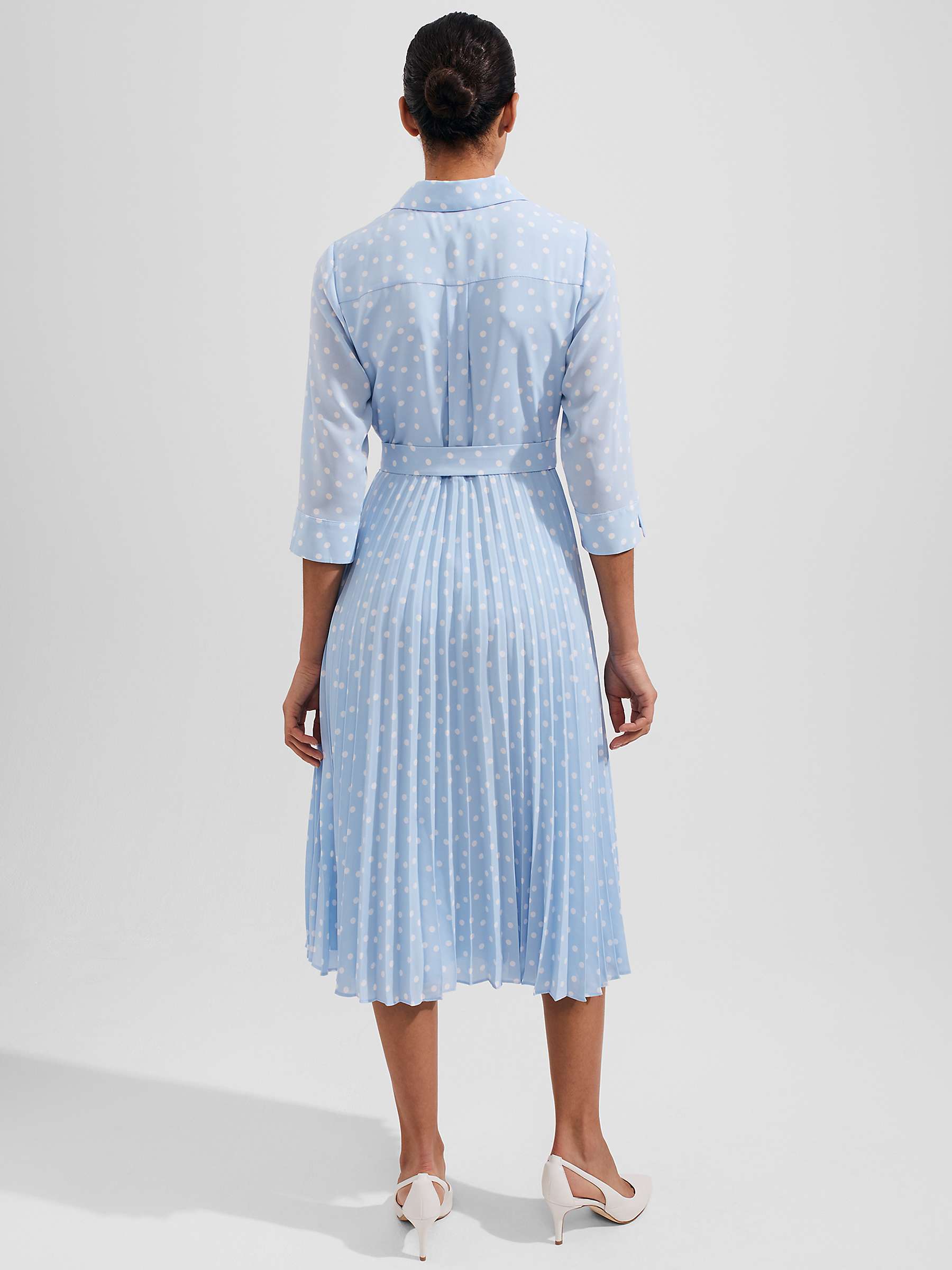 Buy Hobbs Petite Leona Polka Dot Shirt Dress, Dusky Blue/Ivory Online at johnlewis.com