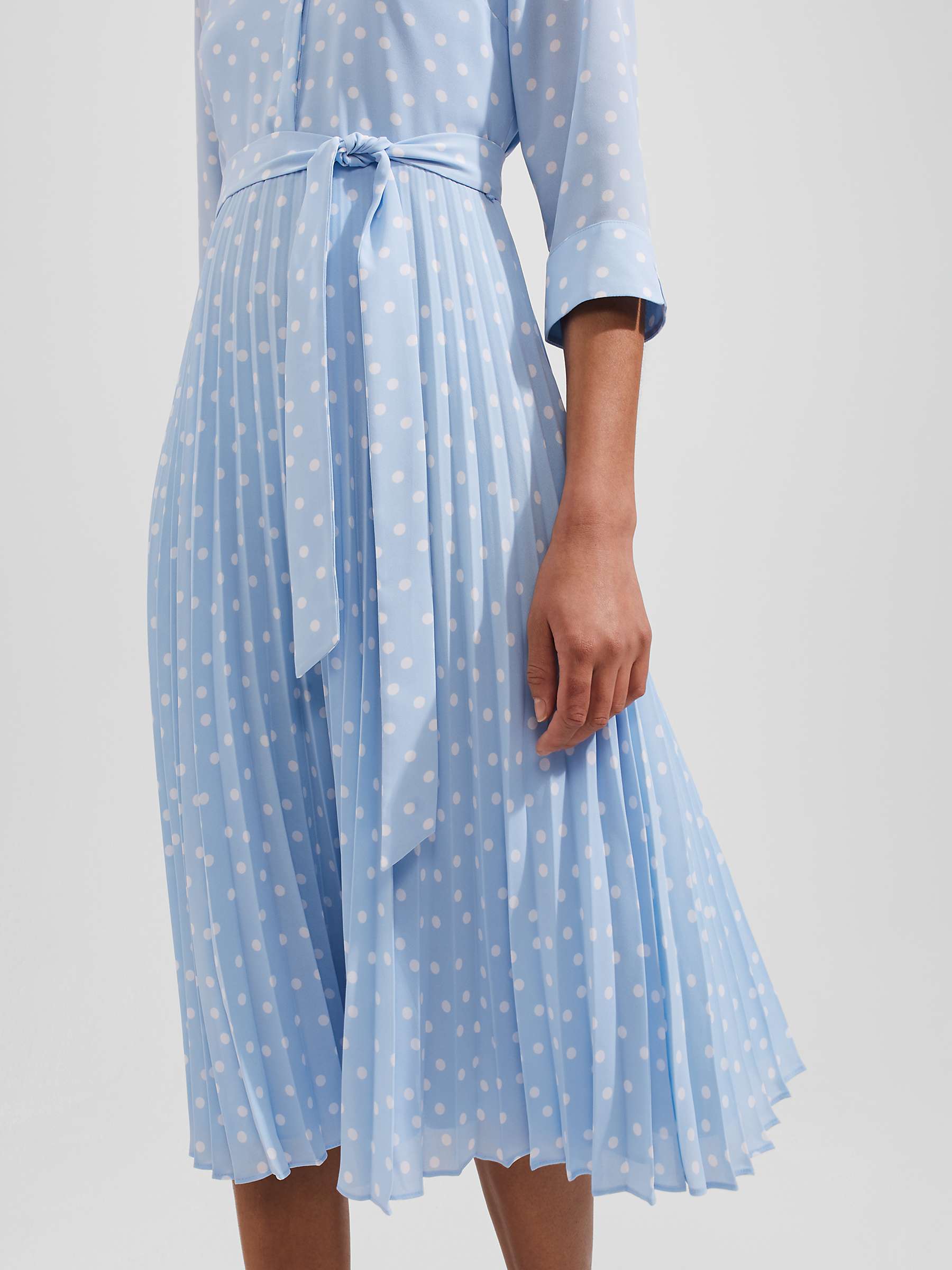 Buy Hobbs Petite Leona Polka Dot Shirt Dress, Dusky Blue/Ivory Online at johnlewis.com
