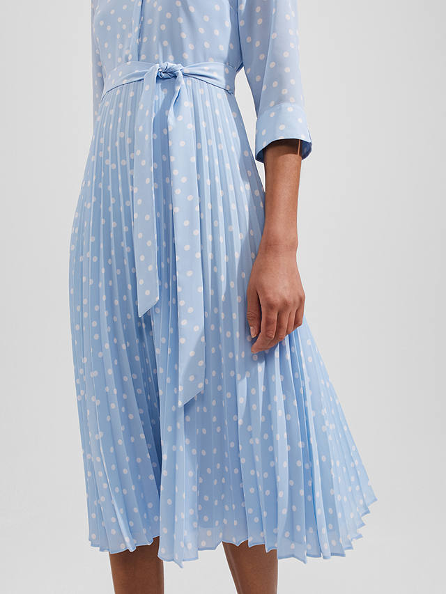 Hobbs Petite Leona Polka Dot Shirt Dress, Dusky Blue/Ivory