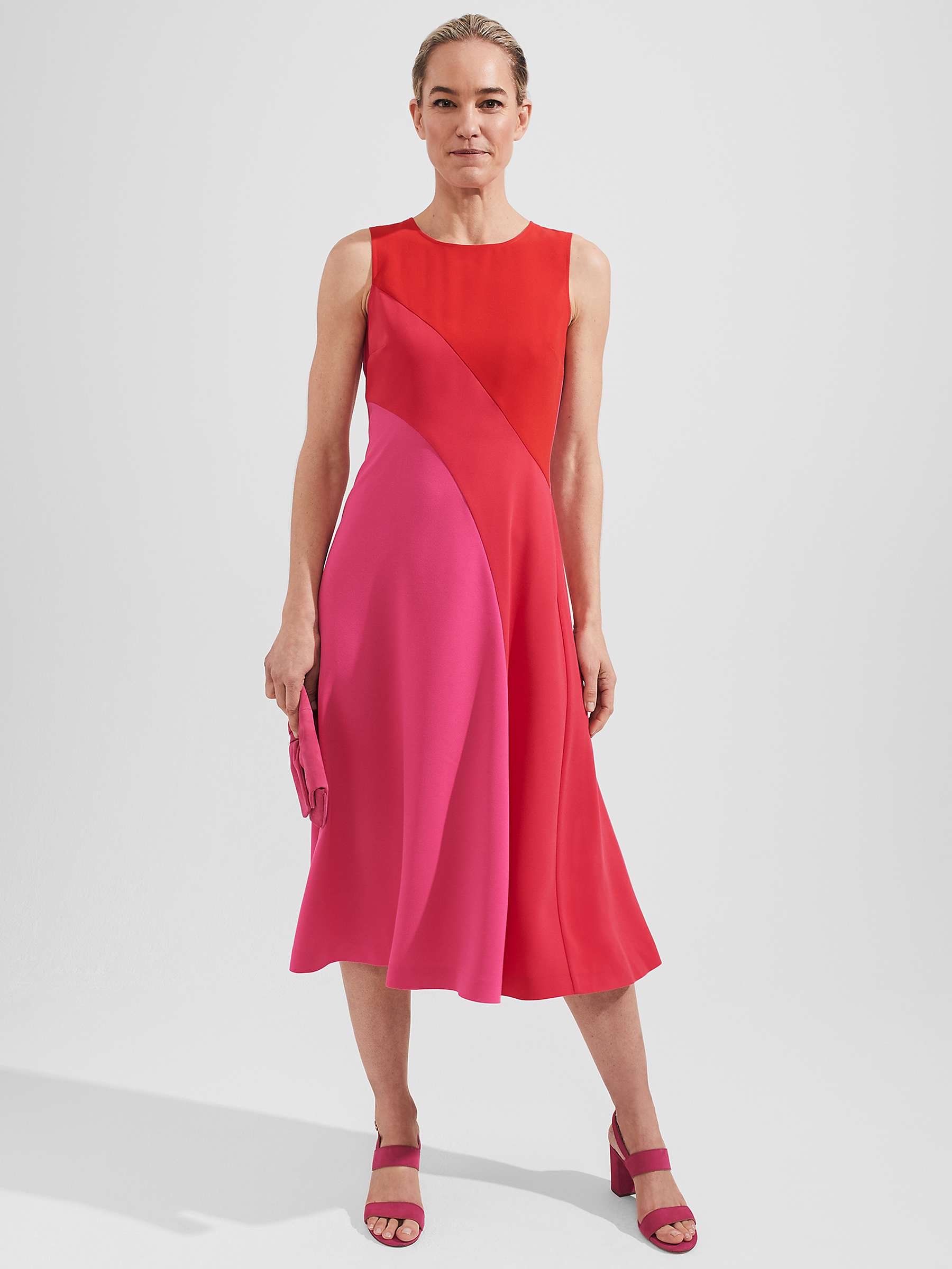Buy Hobbs Marla Midi Dress, Pink Multi Online at johnlewis.com