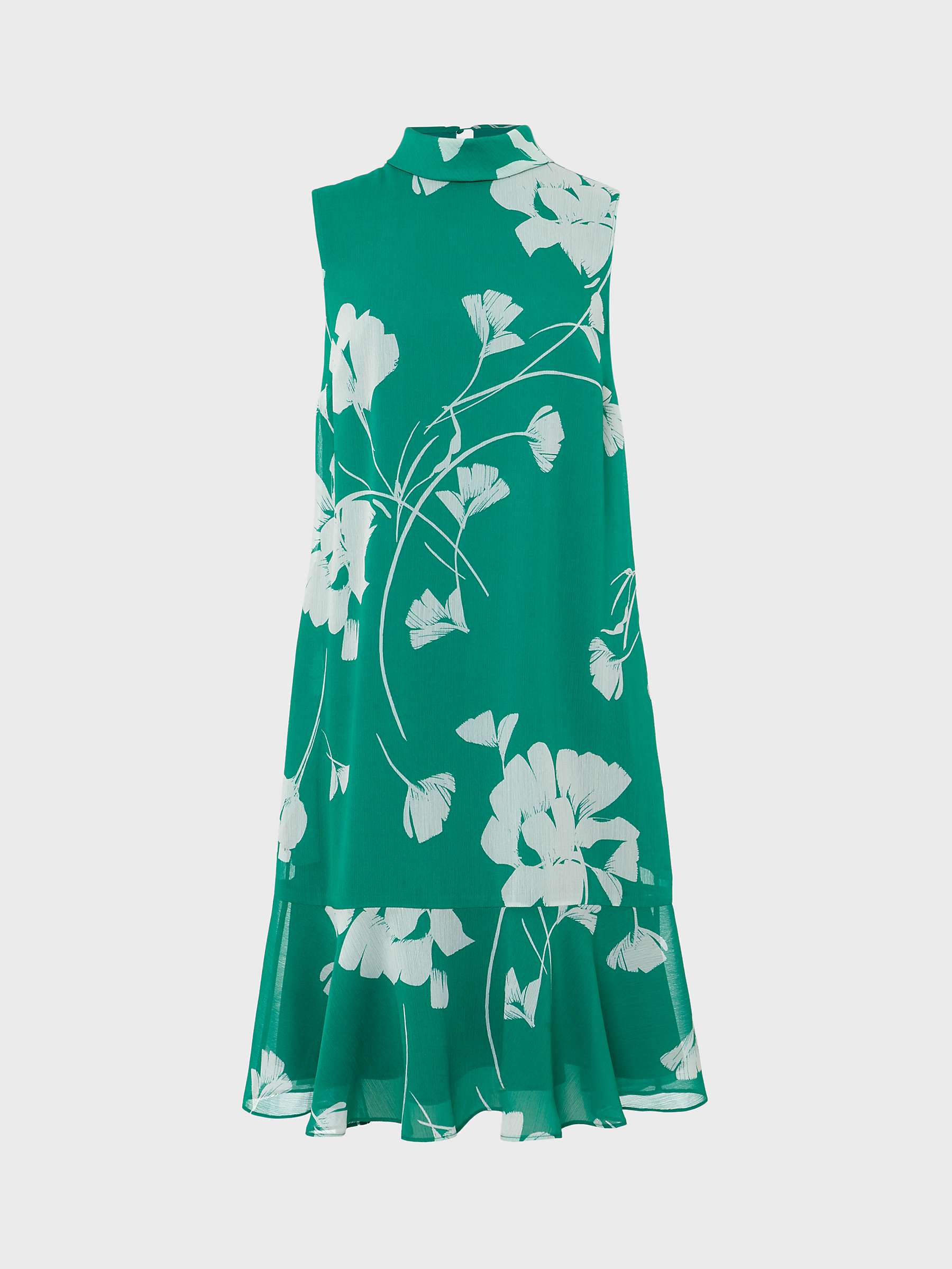 Buy Hobbs Madeline High Neck Floral Print Dress, Green/Ivory Online at johnlewis.com