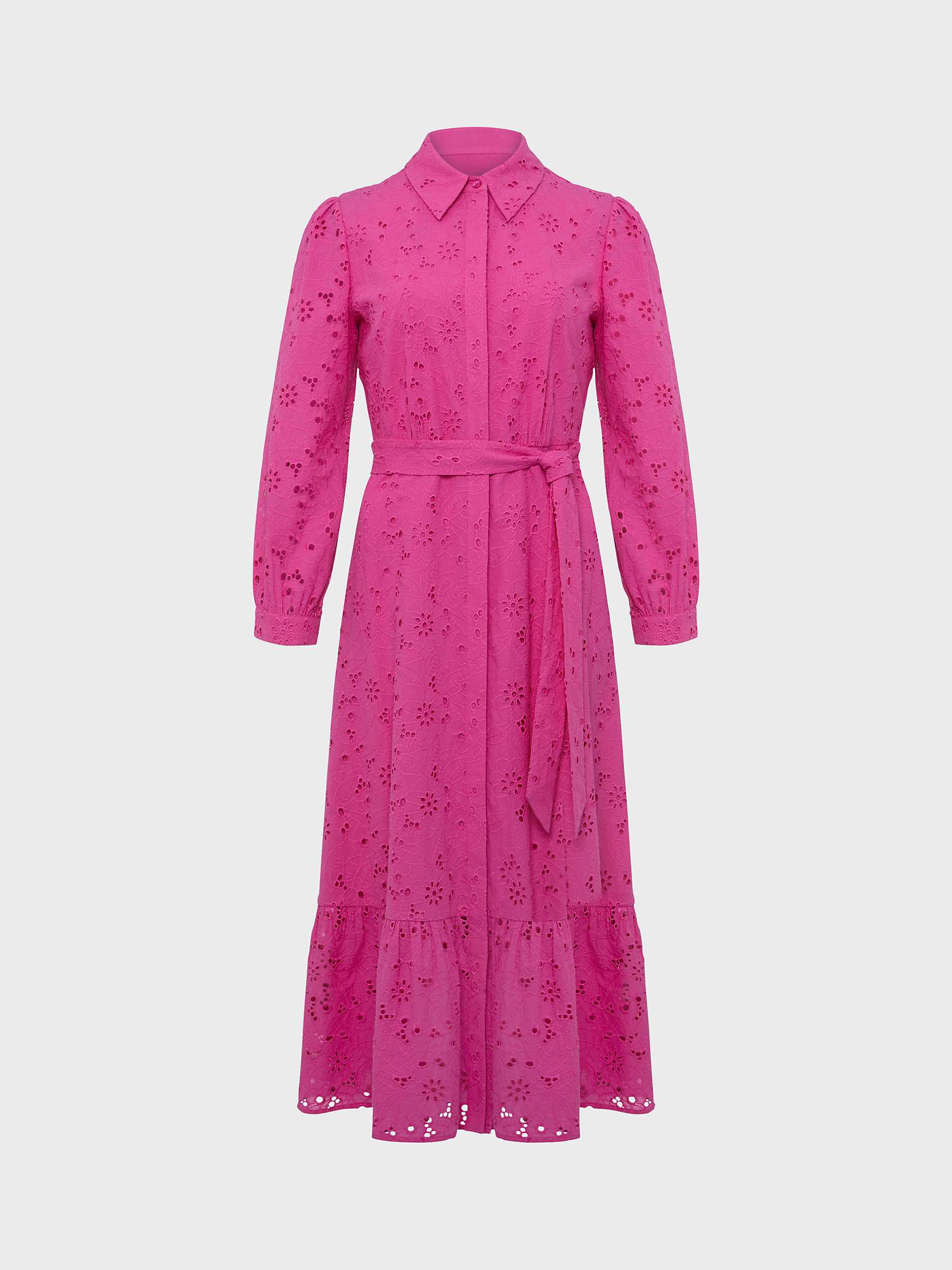 Buy Hobbs Briella Broderie Midi Dress, Deep Fuchsia Online at johnlewis.com