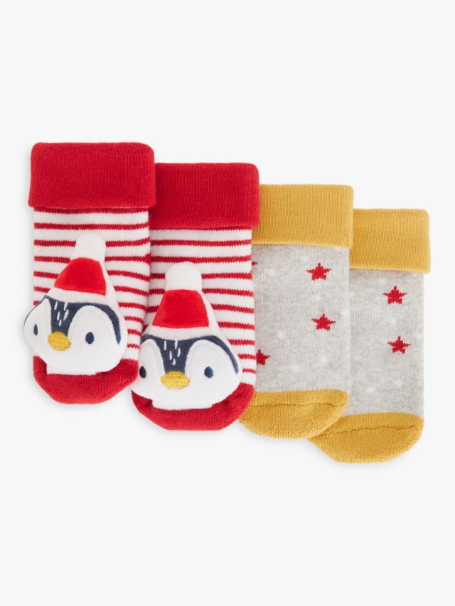 Baby Essentials Baby Boys and Baby Girls Christmas Hats and Rattle Socks Set - Multi - Size