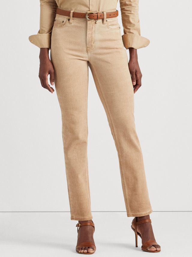 Lauren Ralph Lauren High Rise Straight Leg Ankle Jeans, Birch Tan