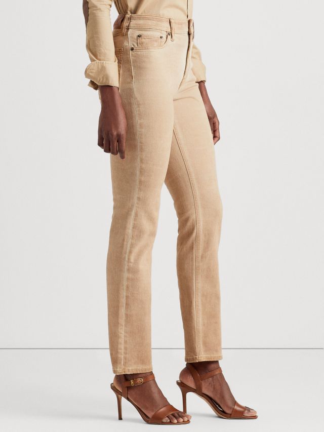 Lauren Ralph Lauren High Rise Straight Leg Ankle Jeans, Birch Tan