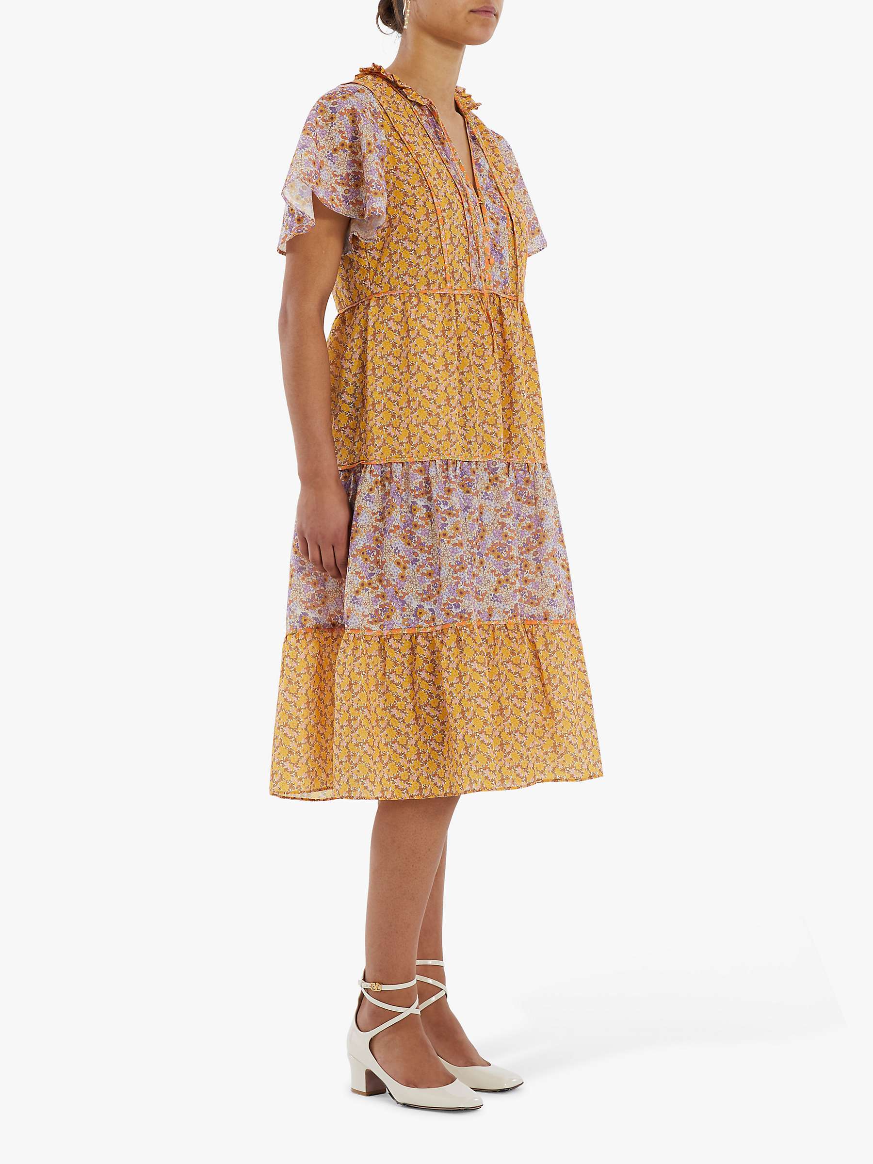 Buy Lollys Laundry Godwin Floral Tiered Dress, Yellow/Multi Online at johnlewis.com