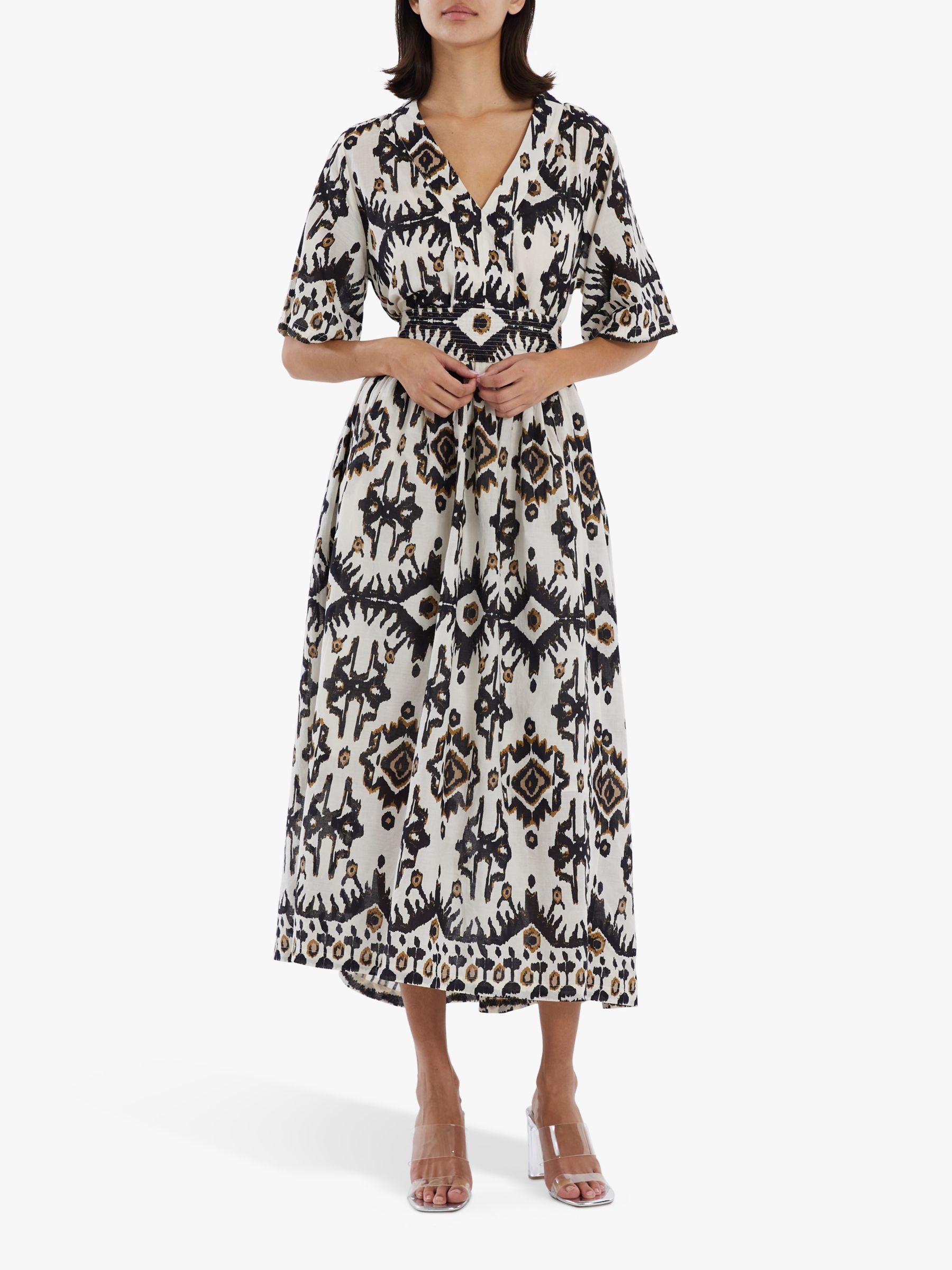 Lollys Laundry Sumia Ikat Print Dress, Black at John Lewis & Partners