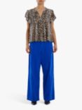 Lollys Laundry Isabel Leopard Print Ruffle Blouse, Brown
