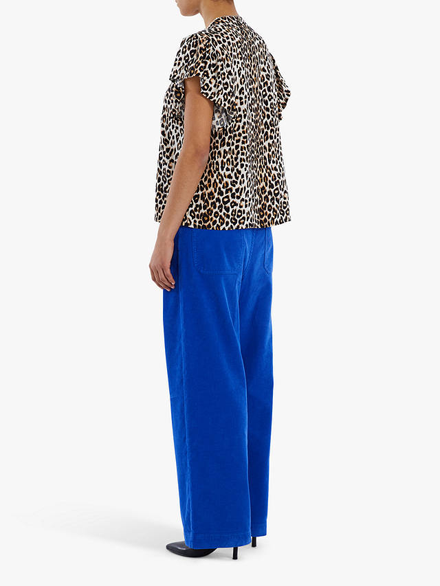 Lollys Laundry Isabel Leopard Print Ruffle Blouse, Brown at John Lewis ...