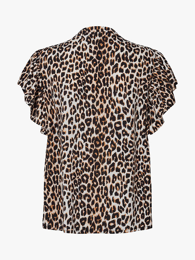 Lollys Laundry Isabel Leopard Print Ruffle Blouse, Brown
