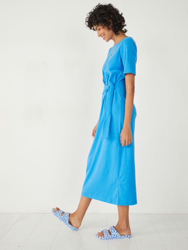 HUSH Suzie Midi Jersey Dress, Bright Blue, 4