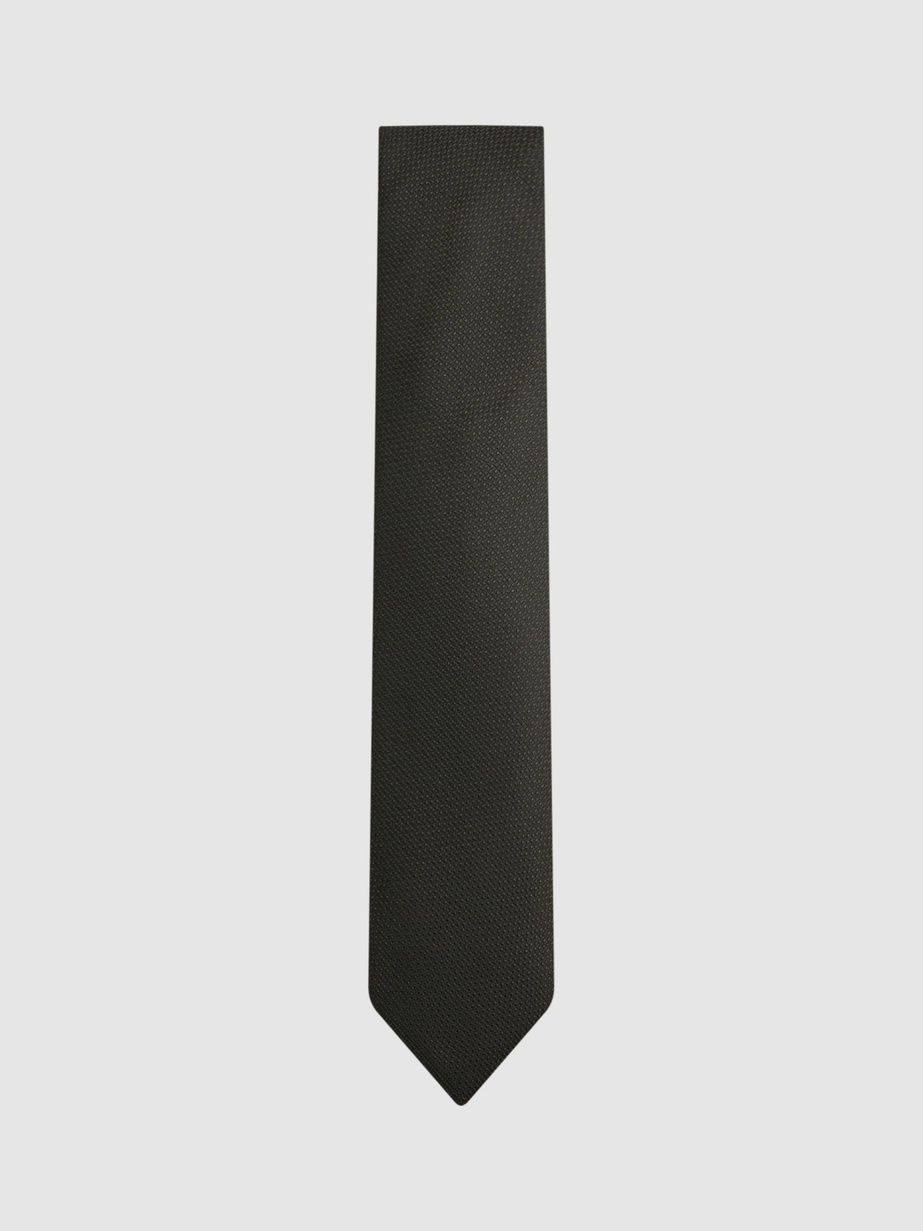 Reiss Ceremony Textured Silk Tie, Navy at John Lewis & Partners