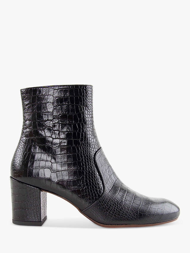 Chie Mihara Nurina Leather Croc Effect Ankle Boots, Black at John Lewis ...